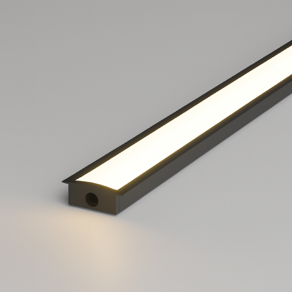 Perfil Led Barra 2m Inside 24x08mm Embutir Preto Alut