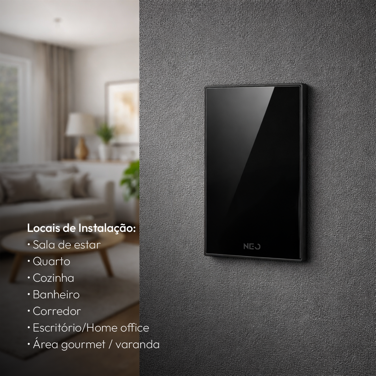 Placa Cega Espelho de Interruptor ou Tomada Liso 4X2 Preto Neo