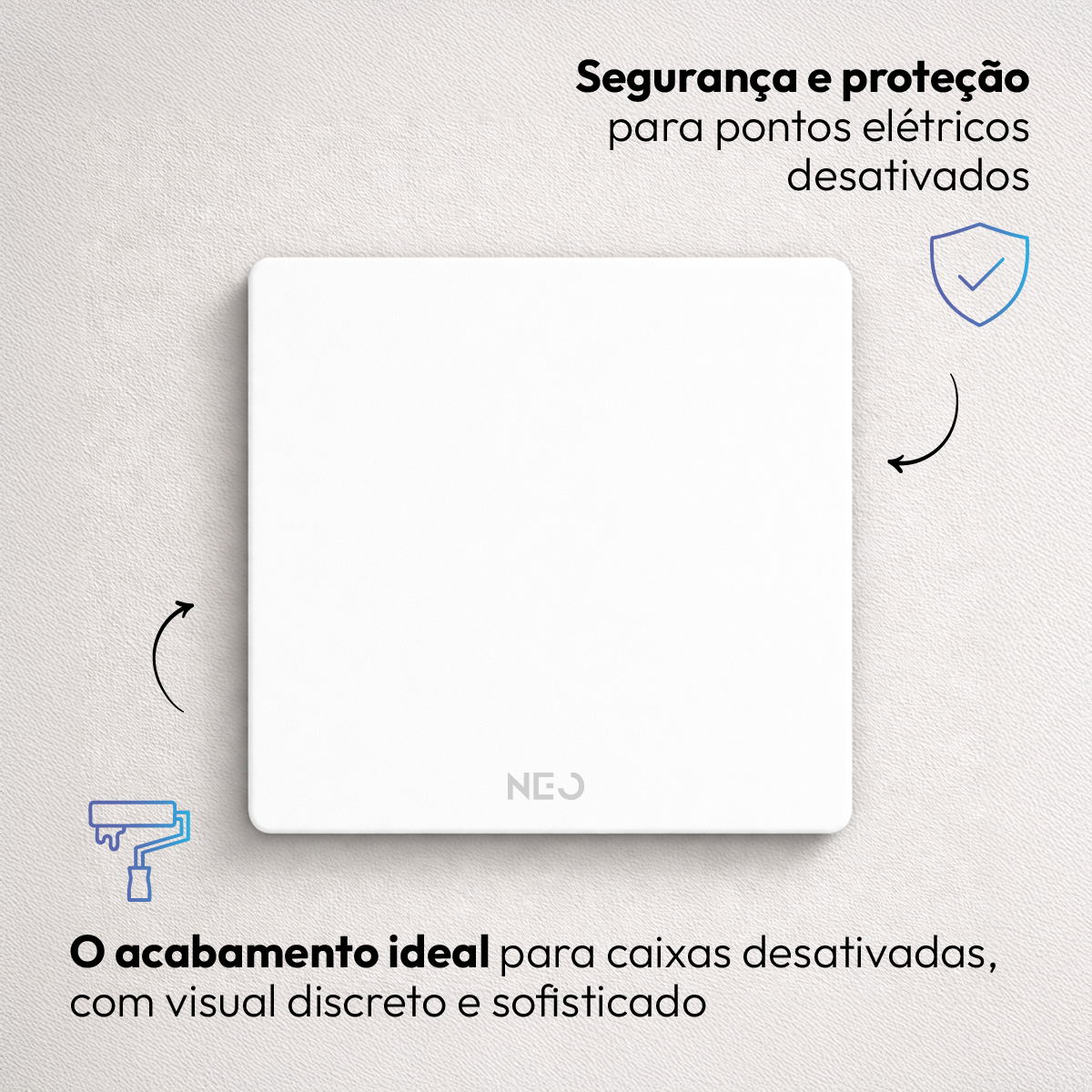 Placa Cega Espelho de Interruptor ou Tomada Liso 4X4 Branco Neo