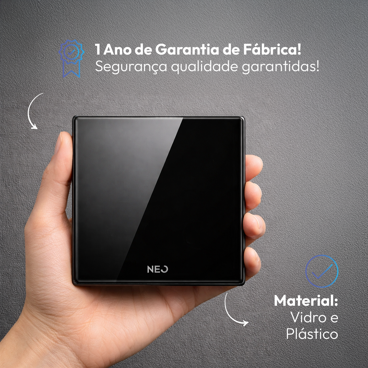 Placa Cega Espelho de Interruptor ou Tomada Liso 4X4 Preto Neo