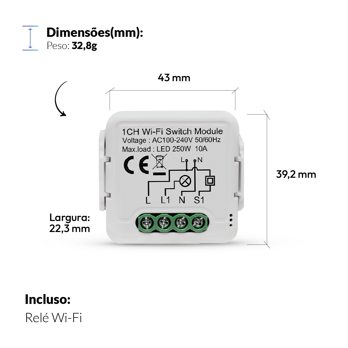 Mini Módulo Relé Interruptor Inteligente Wifi 1 Canal 10A Neo