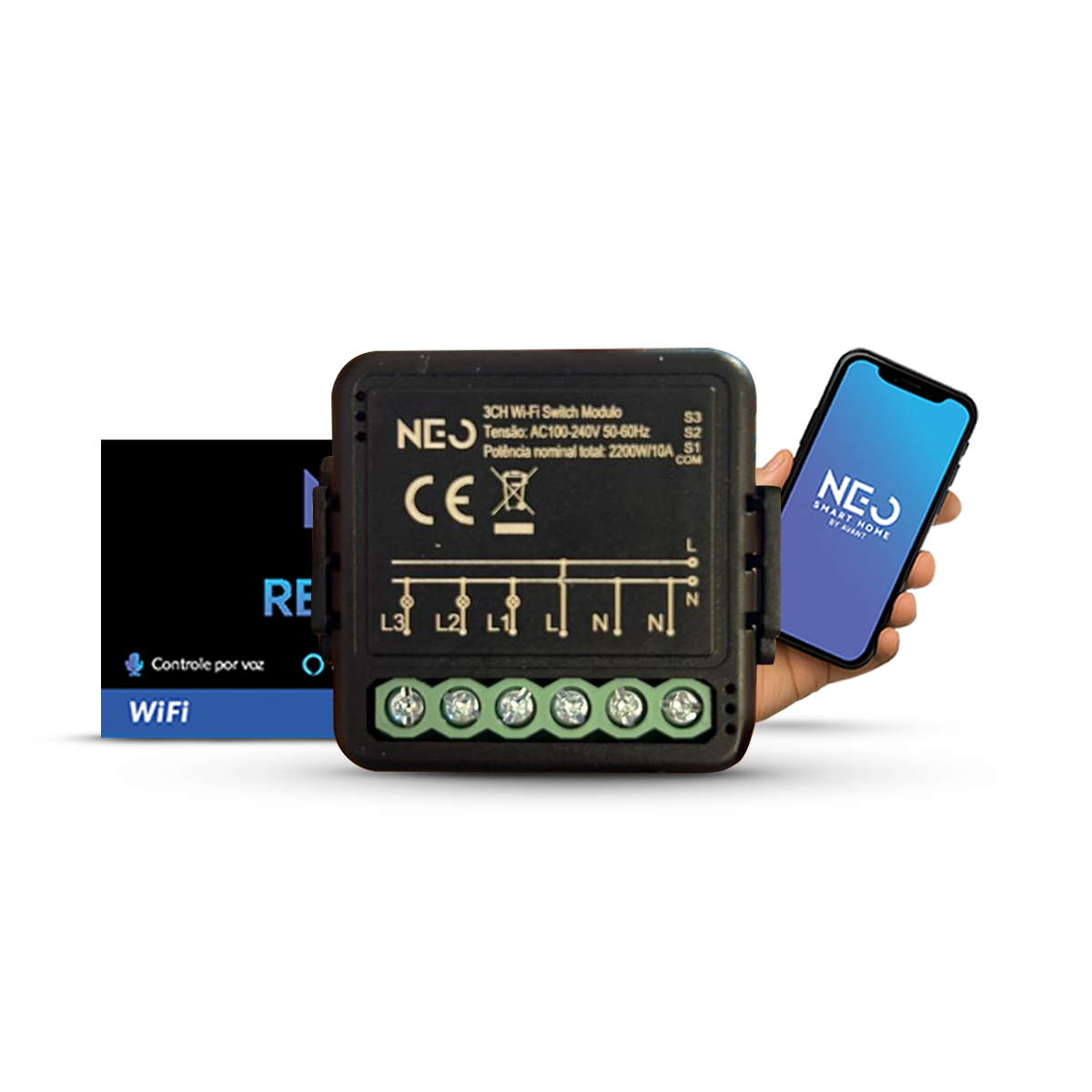 Modulo Relé 3 Interruptores Inteligente Wifi 3X3 3A Bivolt Neo