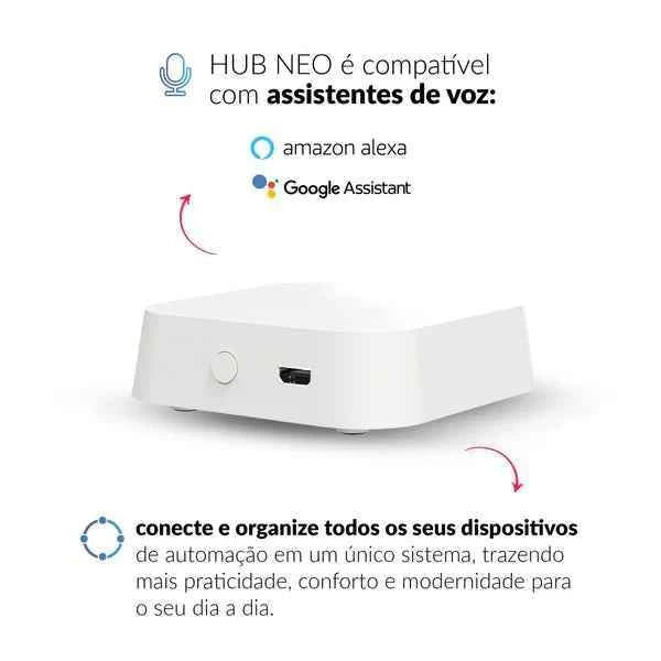 Kit Automação Hub Zigbee com Interruptores Tomada Inteligente Preto 4x2 Bivolt Neo Avant