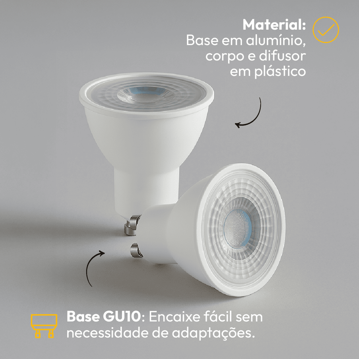 Lâmpada Led Dicróica MR16 4,8w 3000k Branco Quente GU10 Bivolt Alut