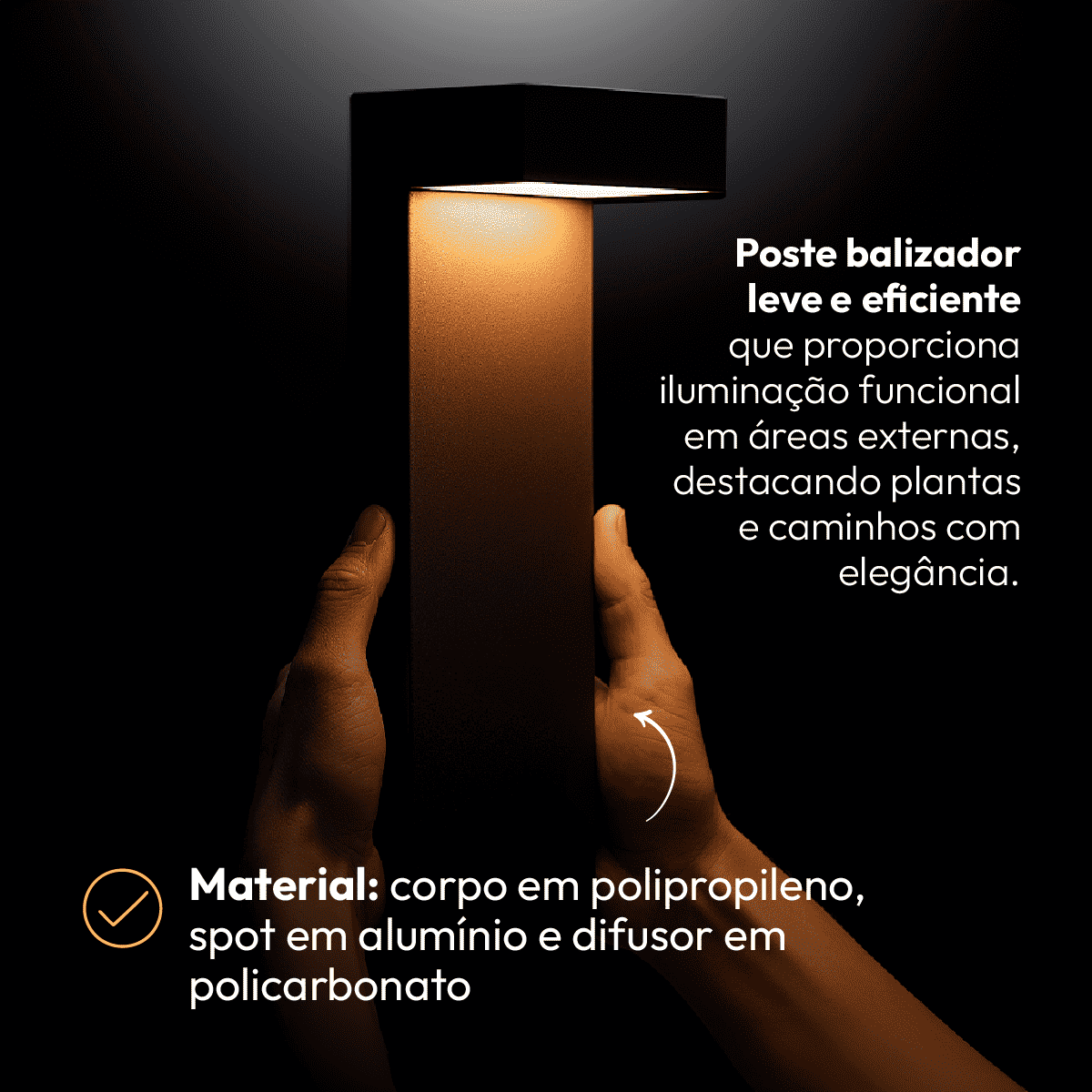 Poste Balizador Led Jardim 10w 3000k Bivolt Ip65 Preto Alut - NEO Avant