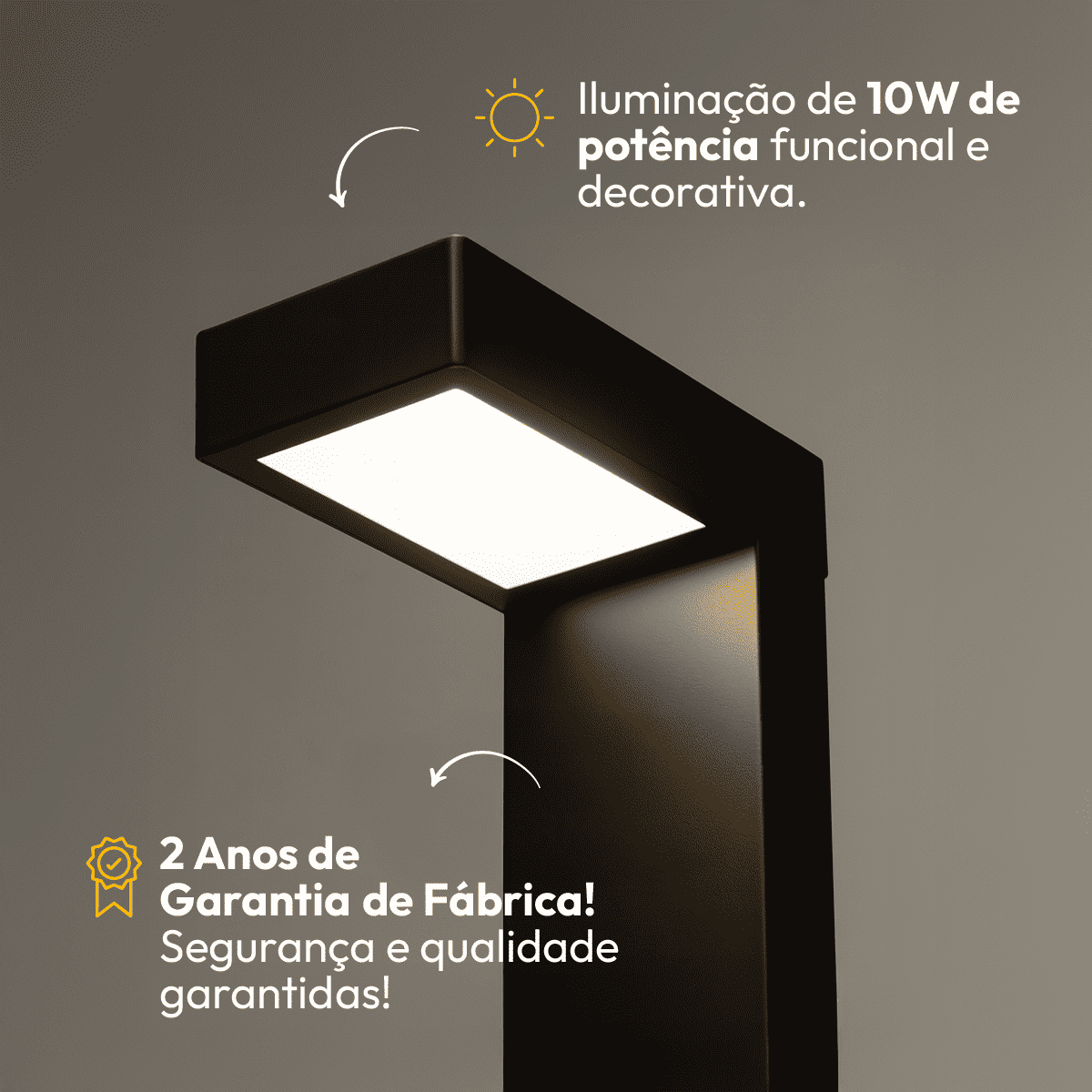 Poste Balizador Led Jardim 10w 3000k Bivolt Ip65 Preto Alut - NEO Avant