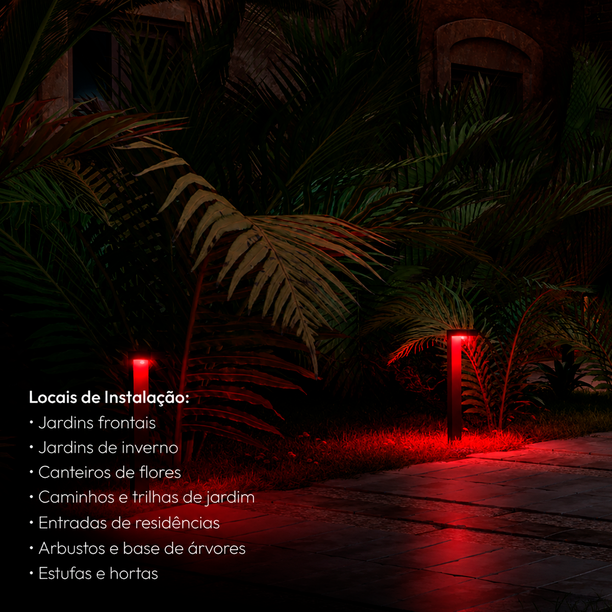 Poste Balizador Led Jardim 10w Vermelho Bivolt Ip65 Preto Alut