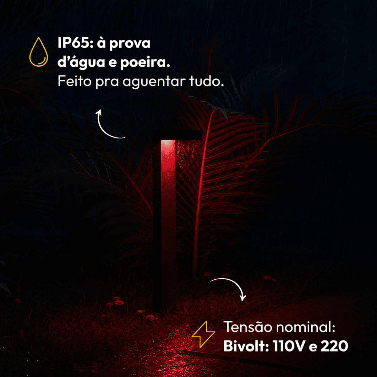 Poste Balizador Led Jardim 10w Vermelho Bivolt Ip65 Preto Alut - NEO Avant