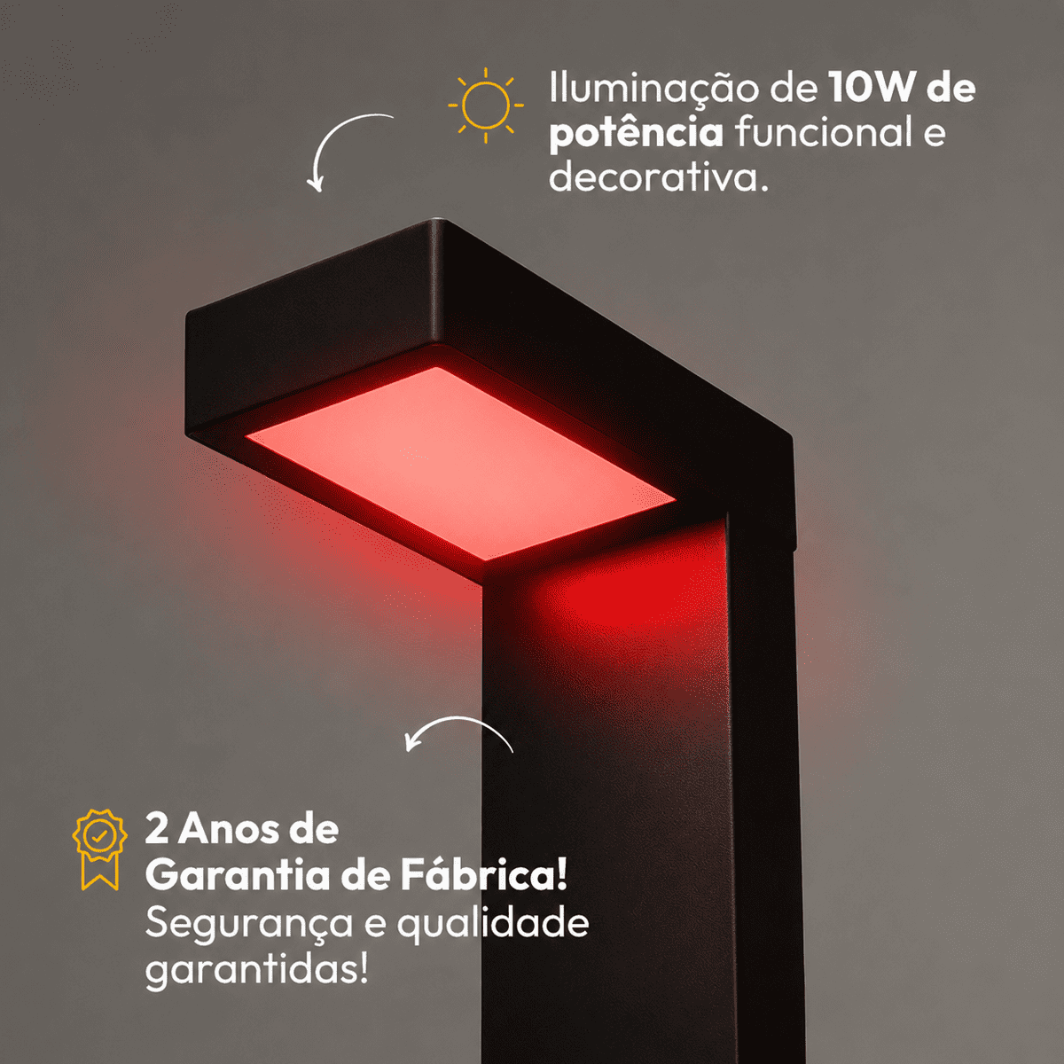 Poste Balizador Led Jardim 10w Vermelho Bivolt Ip65 Preto Alut - NEO Avant