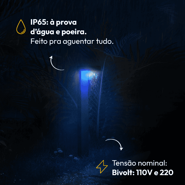 Poste Balizador Led Jardim 10w Azul Bivolt Ip65 Preto Alut - NEO Avant