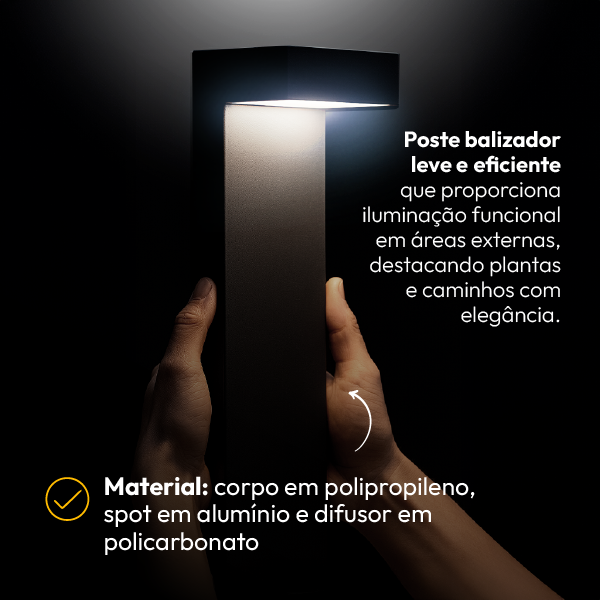 Poste Balizador Led Jardim 10w 6500k Bivolt Ip65 Preto Alut