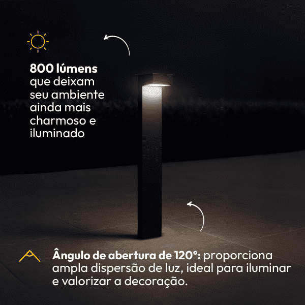 Poste Balizador Led Jardim 10w 6500k Bivolt Ip65 Preto Alut - NEO Avant