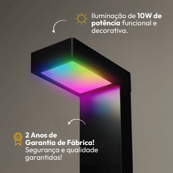 Poste Balizador Led Jardim 10w Rgb Bivolt Ip65 Preto Alut - NEO Avant