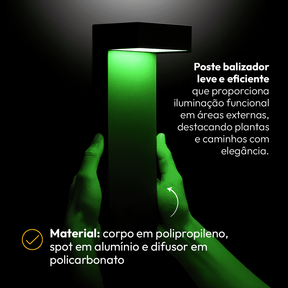 Poste Balizador Led Jardim 10w Verde Bivolt Ip65 Preto Alut - NEO Avant