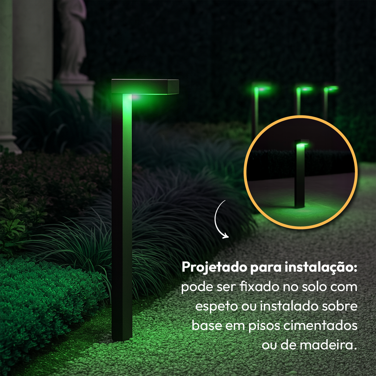 Poste Balizador Led Jardim 10w Verde Bivolt Ip65 Preto Alut