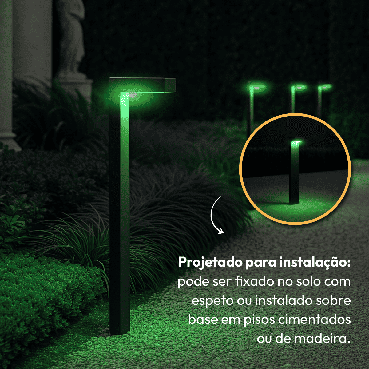 Poste Balizador Led Jardim 10w Verde Bivolt Ip65 Preto Alut - NEO Avant