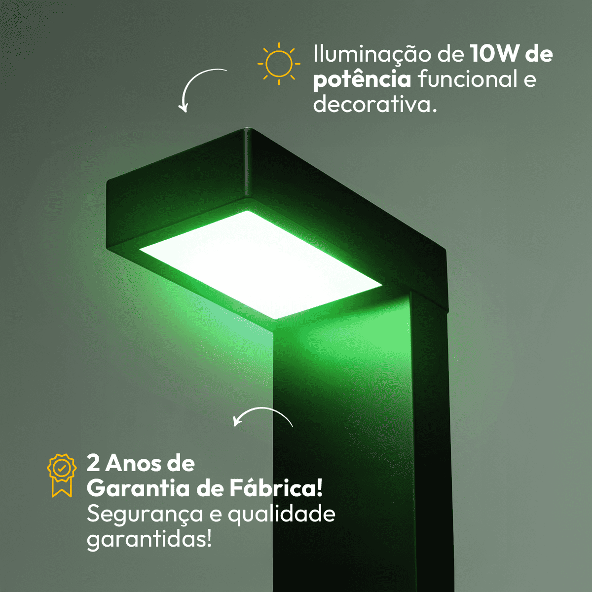 Poste Balizador Led Jardim 10w Verde Bivolt Ip65 Preto Alut - NEO Avant