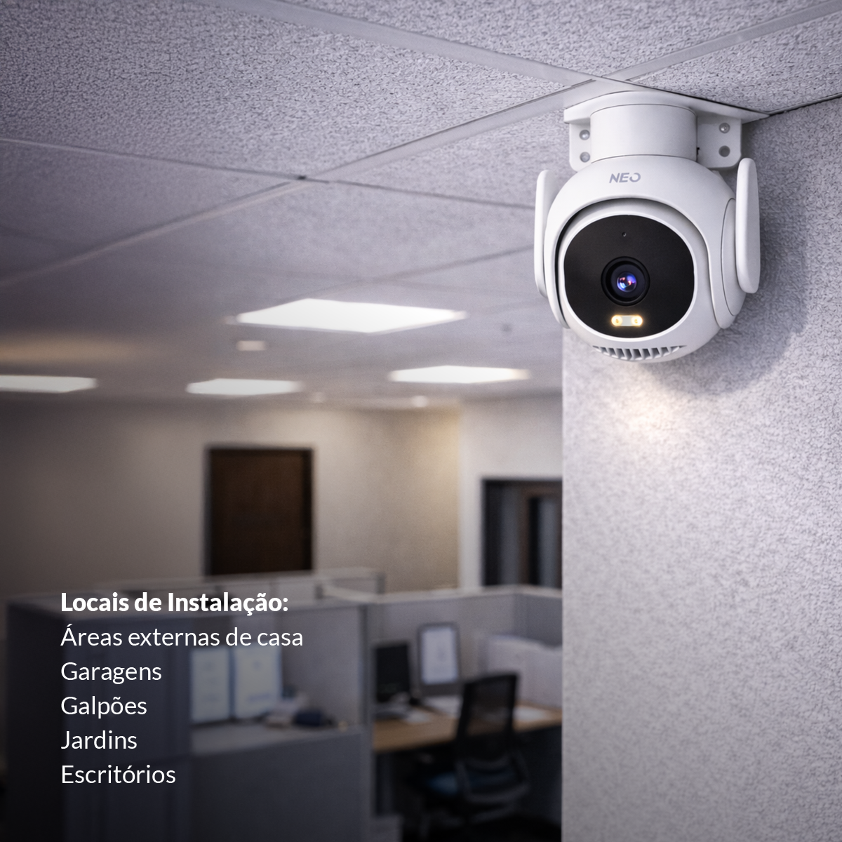 Câmera Vion Full HD 1080p Wifi 355° Onvif Visão Noturna Branco Neo