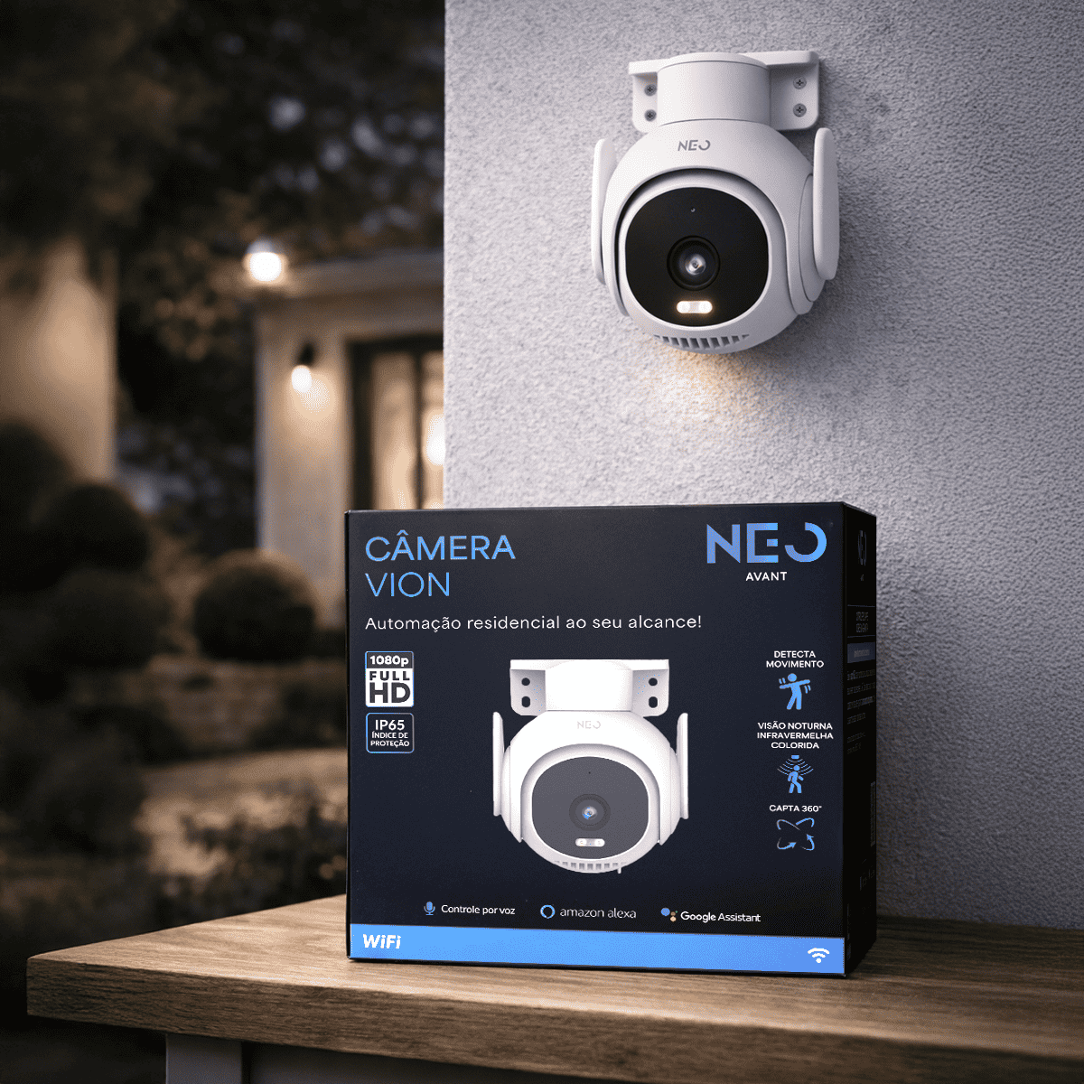 Câmera Vion Full HD 1080p Wifi 355° Onvif Visão Noturna Branco Neo - NEO Avant