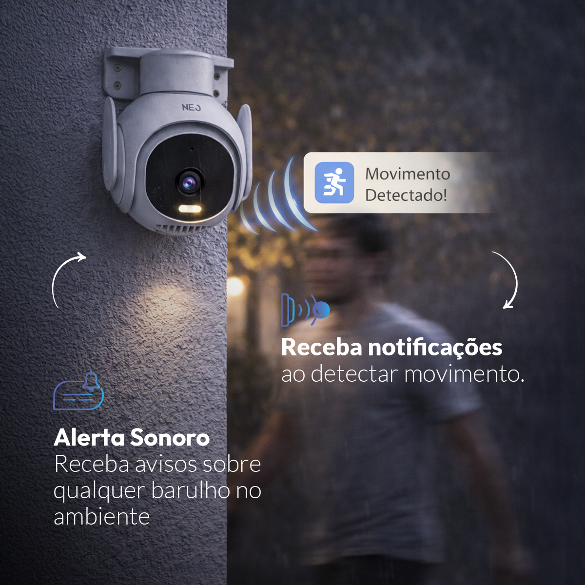 Câmera Vion Full HD 1080p Wifi 355° Onvif Visão Noturna Branco Neo