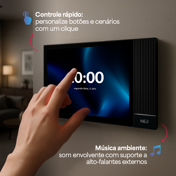 Painel de Controle Central Inteligente Nexus Connecta 8 Hub Zigbee com Alexa Preto Neo Avant