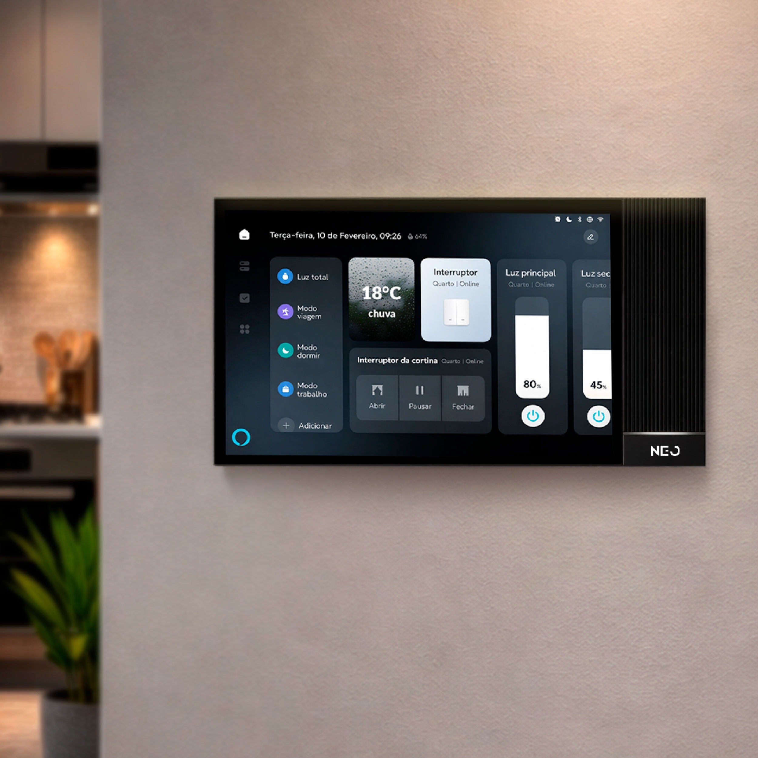 Painel de Controle Central Inteligente Nexus Connecta 8 Hub Zigbee com Alexa Preto Neo Avant