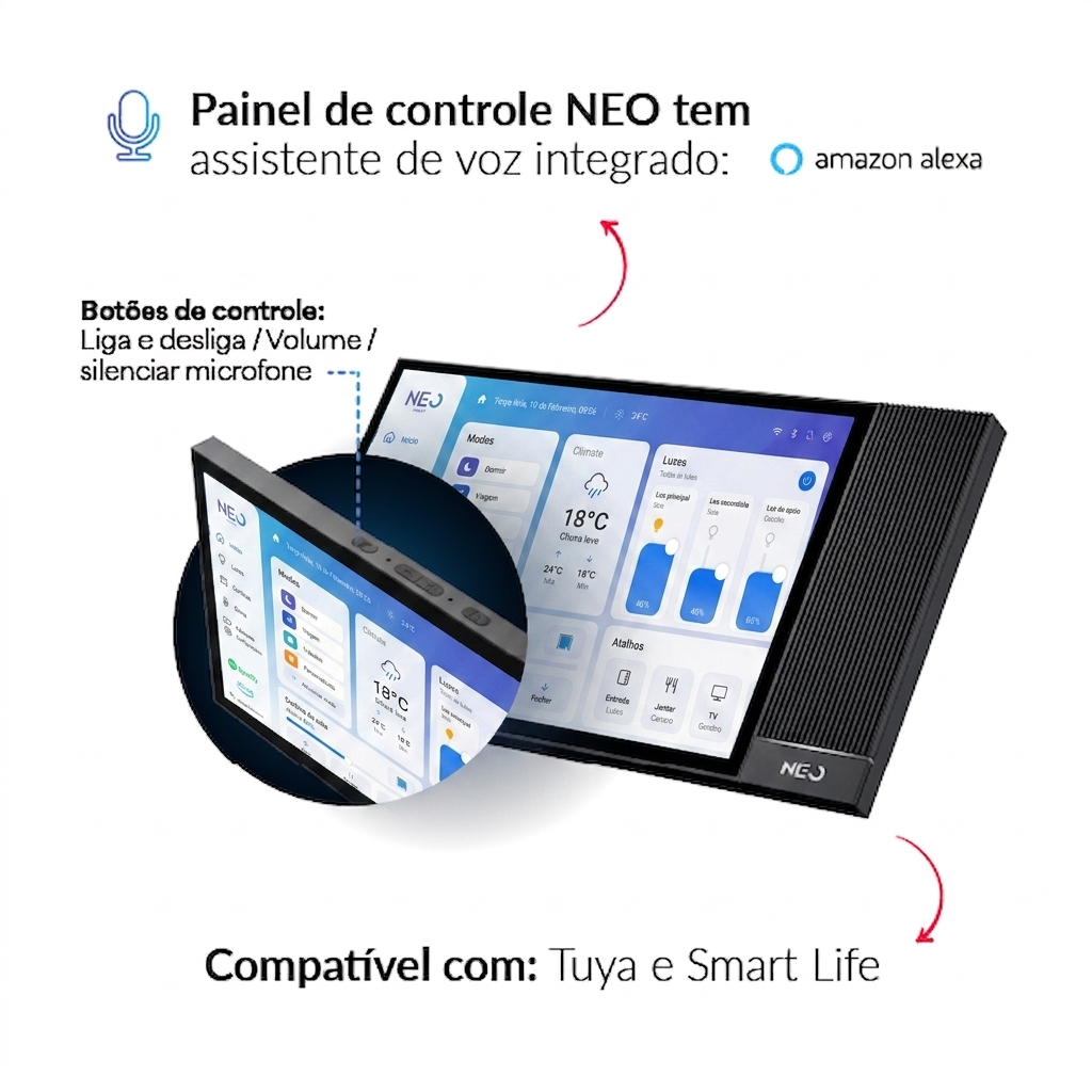 Painel de Controle Central Inteligente Nexus Connecta 8 Hub Zigbee com Alexa Preto Neo Avant