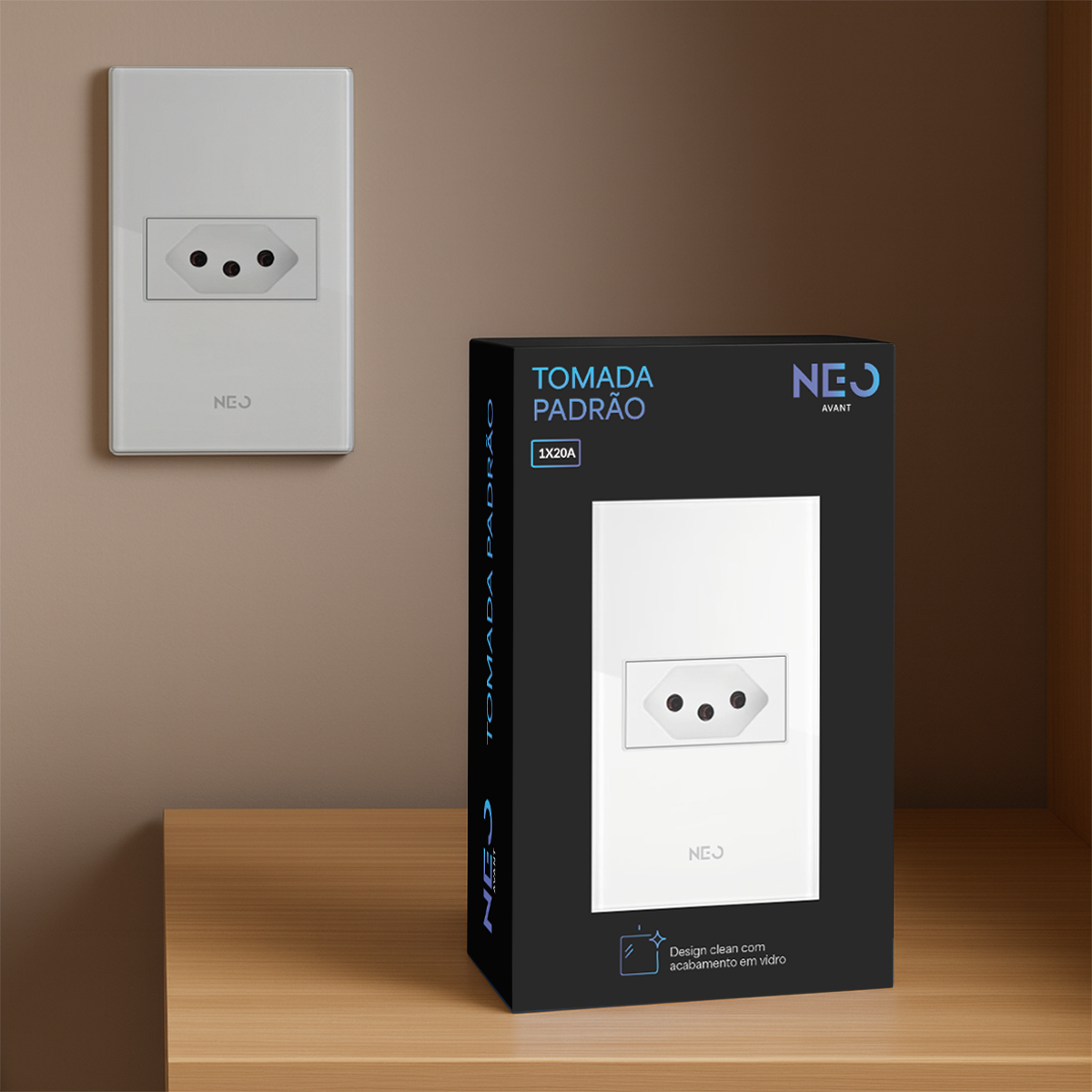 Tomada Padrão Flex com 1 Saida 4x2 10A e 20A Bivolt Branco Neo