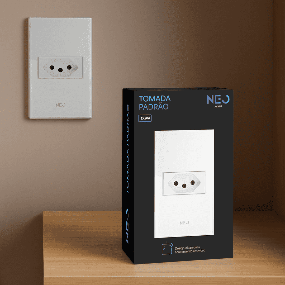 Tomada Padrão Flex com 1 Saida 4x2 20A Bivolt Branco Neo - NEO Avant