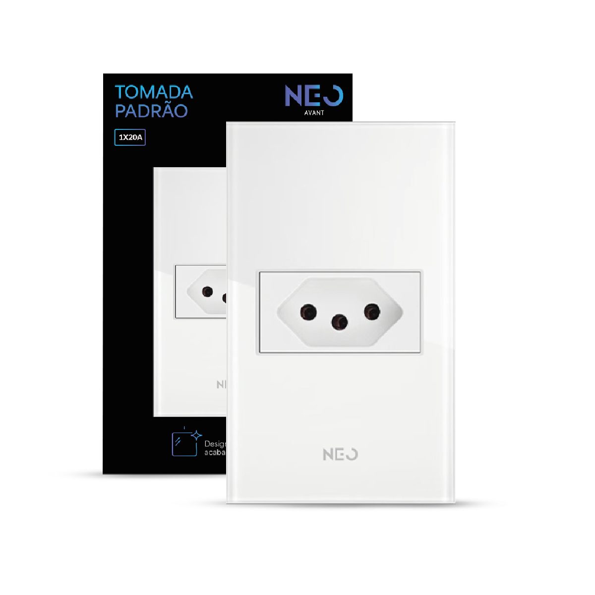 Tomada Padrão Flex com 1 Saida 4x2 10A e 20A Bivolt Branco Neo