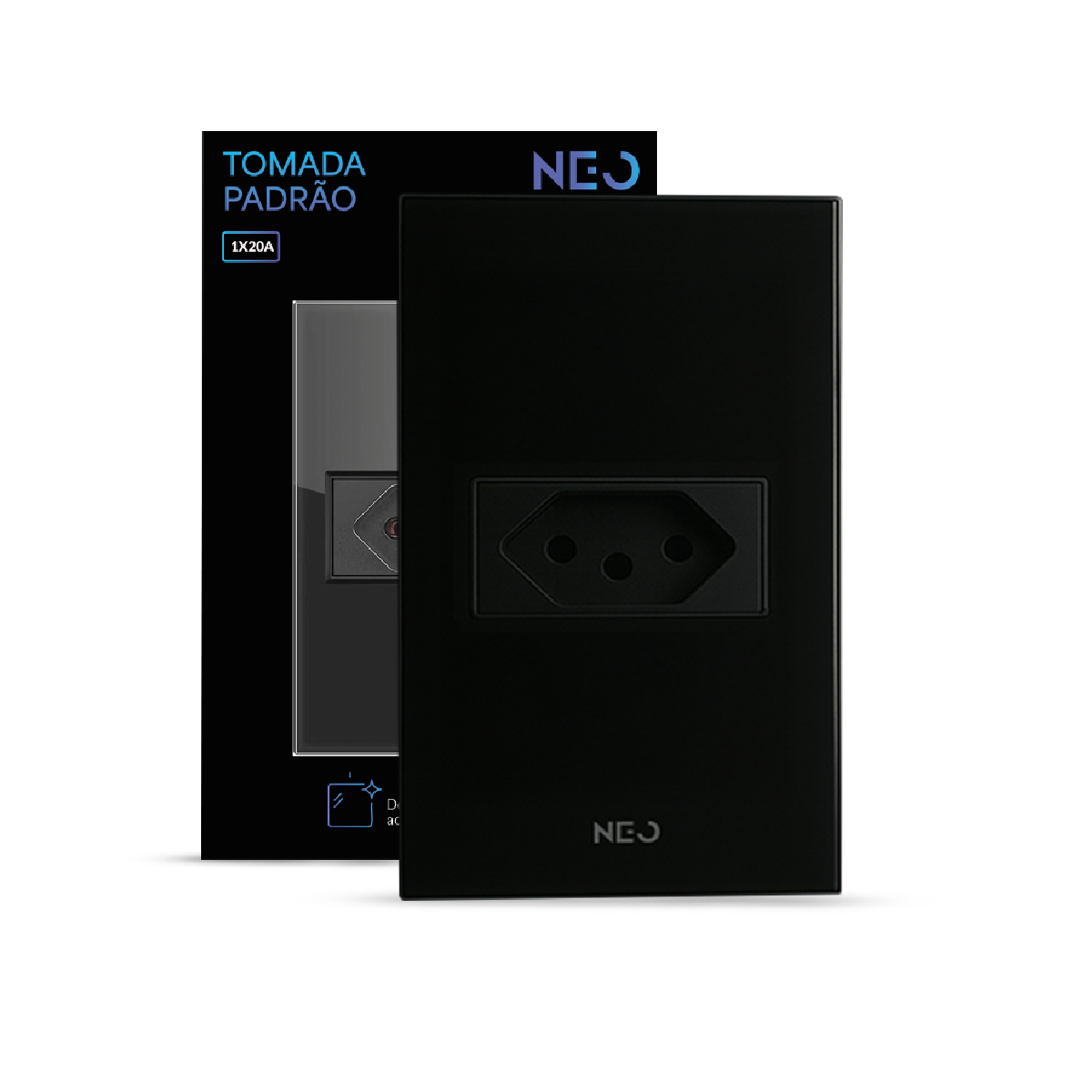 Tomada Padrão Flex com 1 Saida 4x2 20A Bivolt Preto Neo