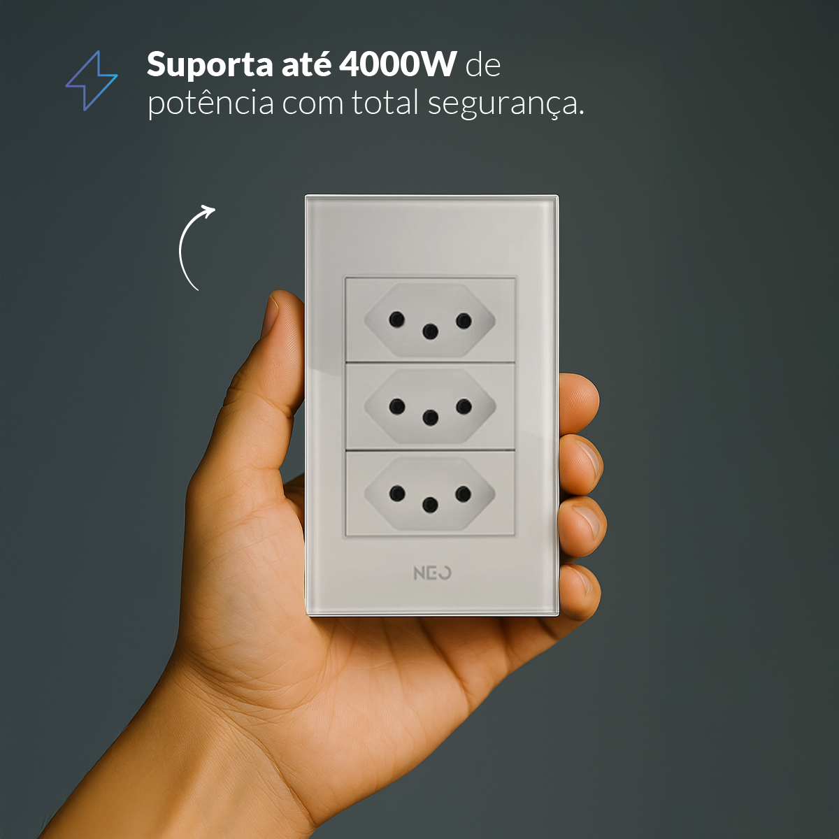 Tomada Padrão Flex Trio com 3 Saídas 4x2 10A e 20A Bivolt Branco Neo