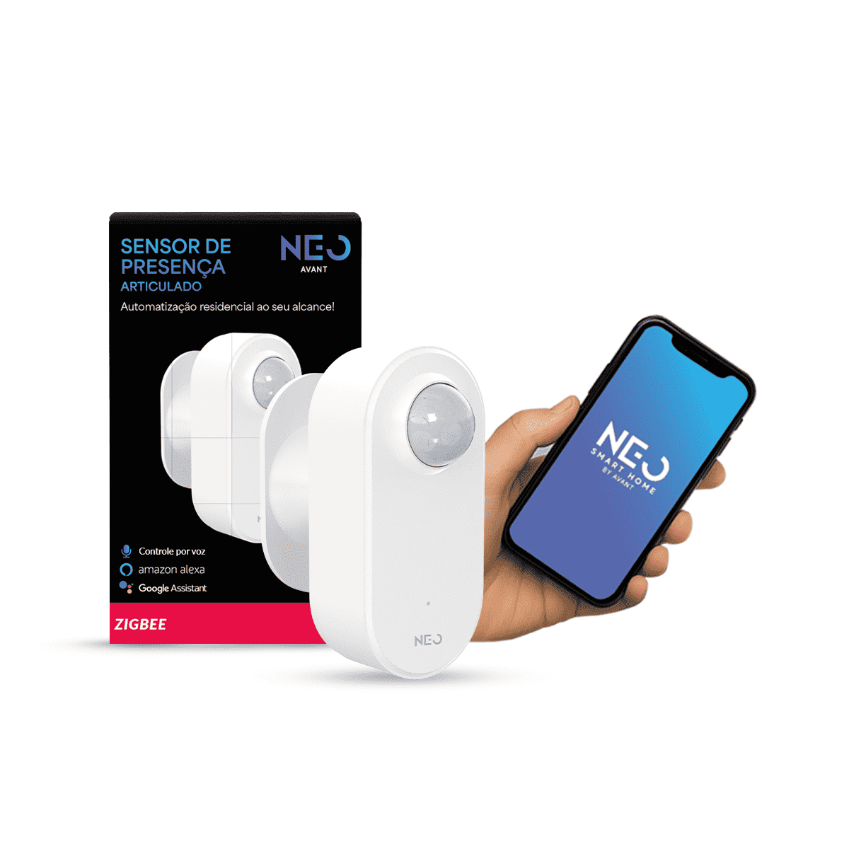 Sensor Presença Articulado 180 graus Zigbee Embutir Bivolt Branco Neo - NEO Avant