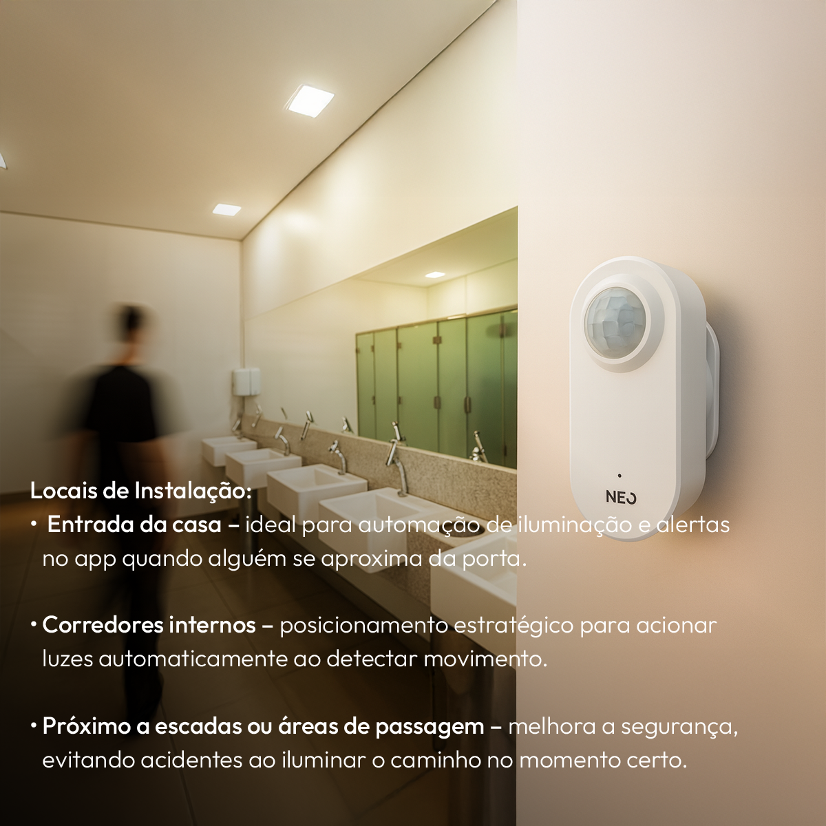 Sensor Presença Articulado 180 graus Zigbee Embutir Bivolt Branco Neo