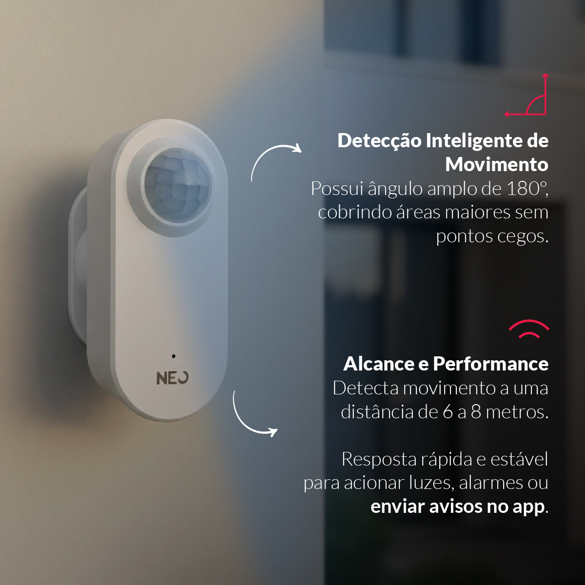 Sensor Presença Articulado 180 graus Zigbee Embutir Bivolt Branco Neo