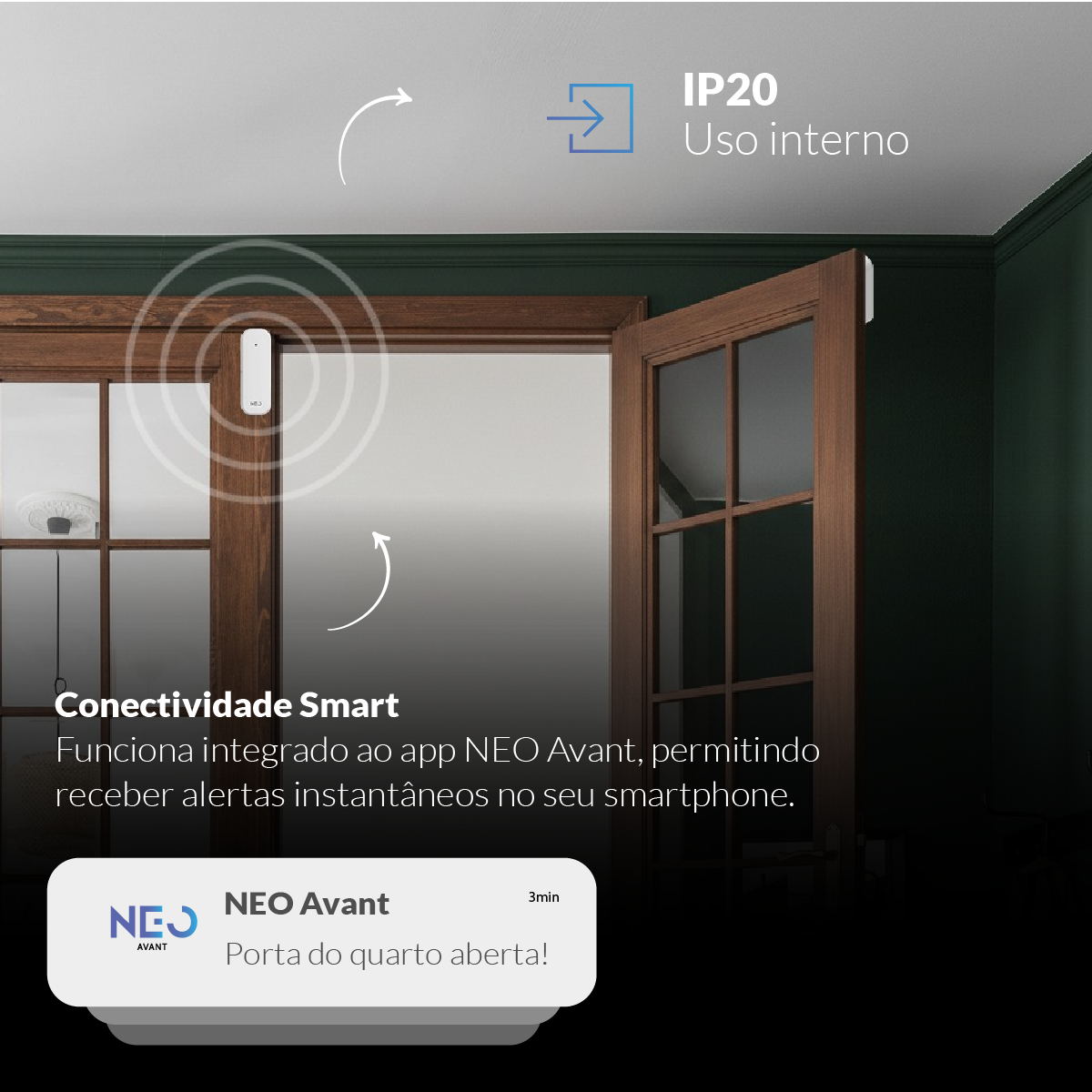 Sensor Porta e Janela Wifi Sobrepor Branco Neo