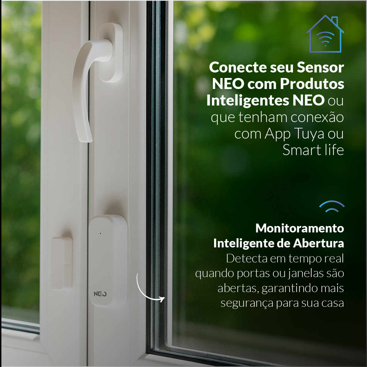 Sensor Porta e Janela Wifi Sobrepor Branco Neo