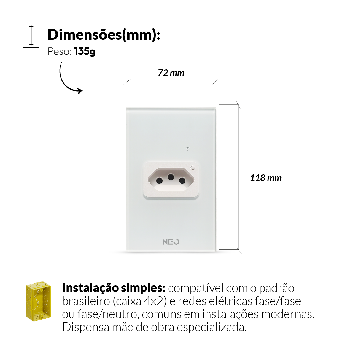 Tomada Inteligente Wifi 20A Bivolt Branco Neo