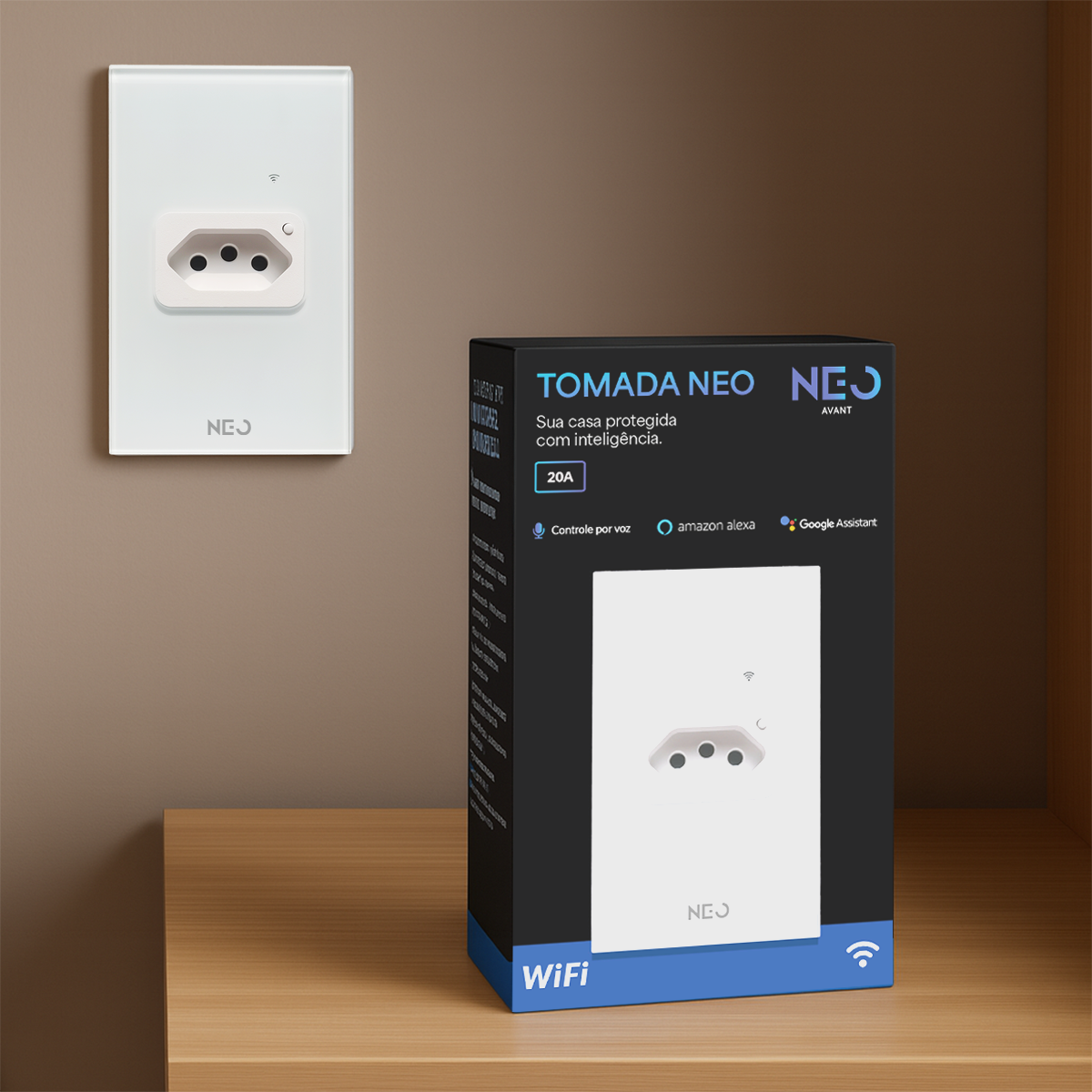 Tomada Inteligente Wifi 20A Bivolt Branco Neo