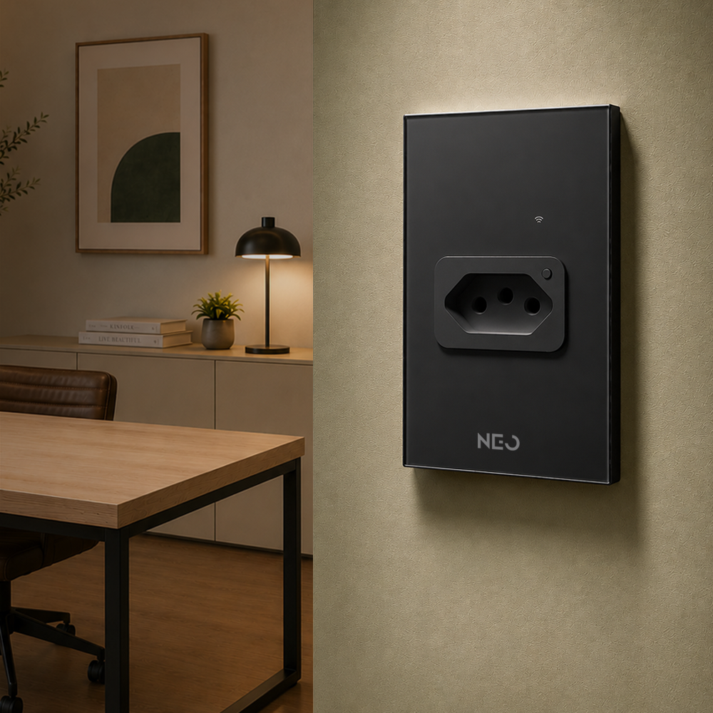Tomada Inteligente Wifi 20A Bivolt Preto Neo
