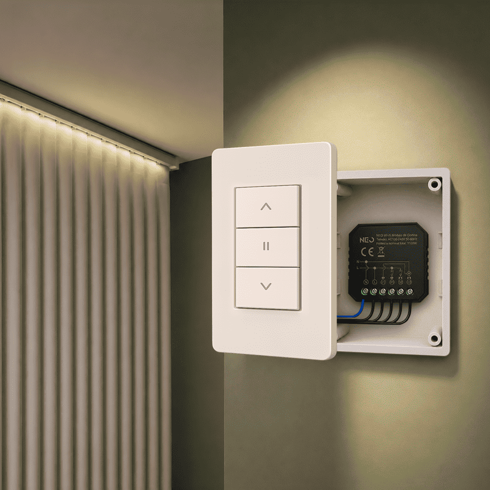 Mini Módulo Relé de Cortina Wifi Sobrepor 10A Bivolt Branco Neo - NEO Avant