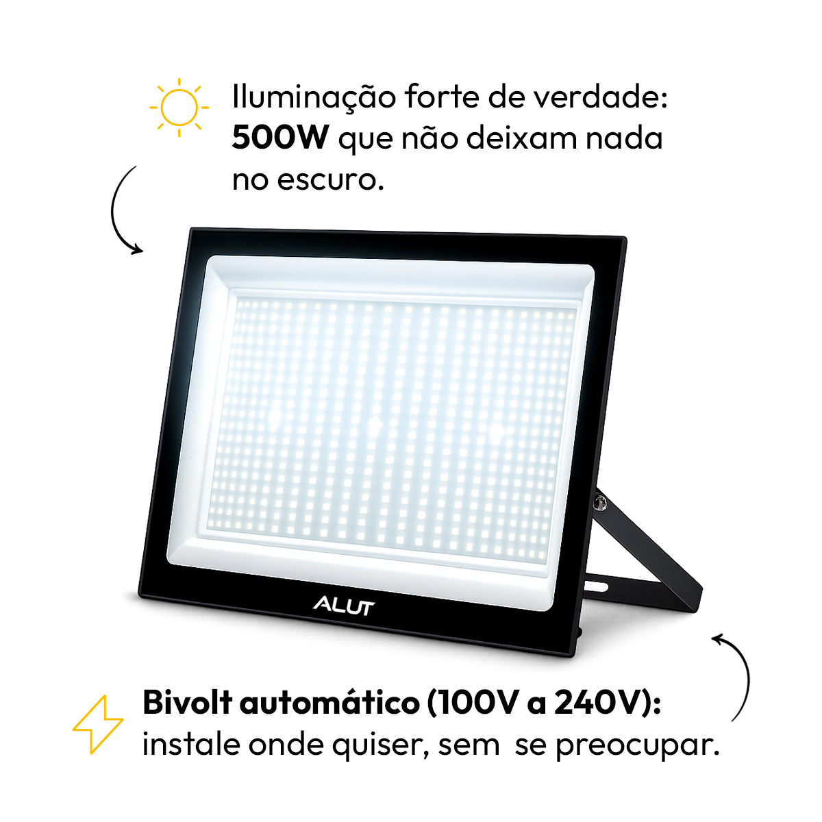 Refletor Led Slim 500w 6500k Branco Frio Bivolt IP65 Alut