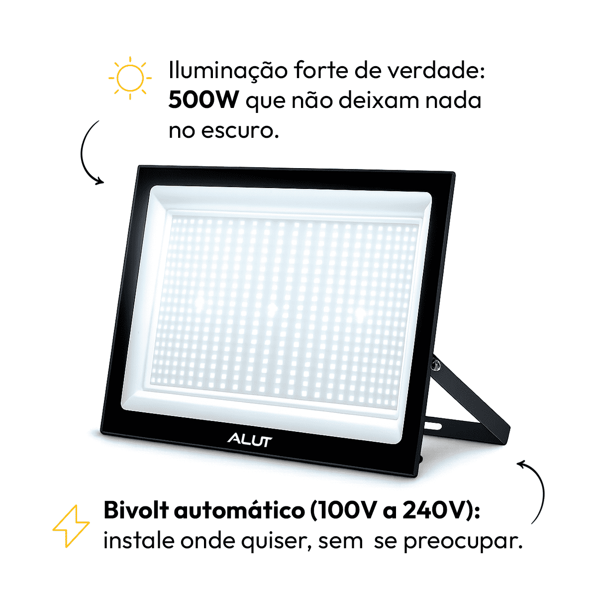 Refletor Led Slim 500w 6500k Branco Frio Bivolt IP65 Alut - NEO Avant