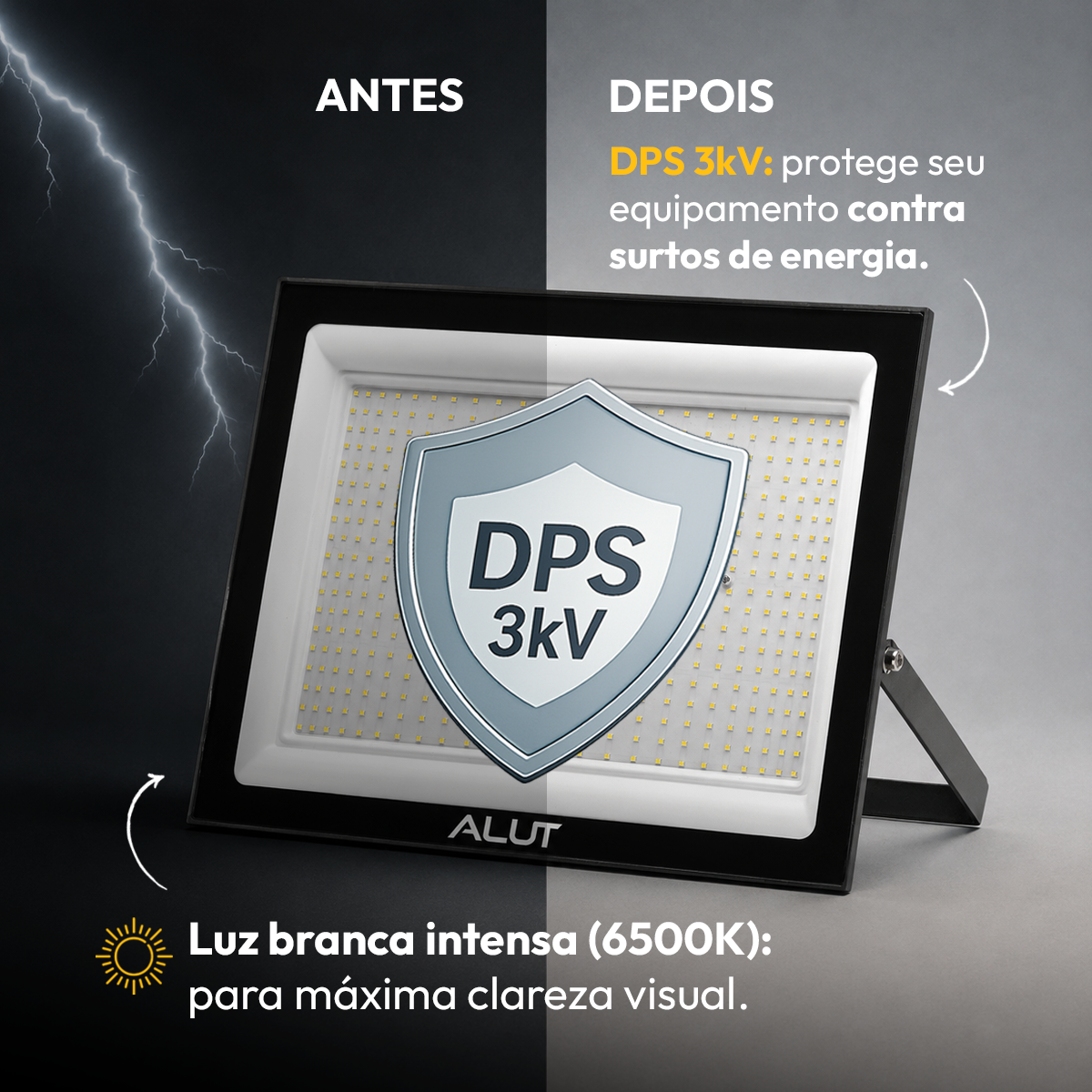 Refletor Led Slim 500w 6500k Branco Frio Bivolt IP65 Alut