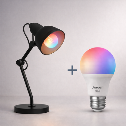 Kit Luminária De Mesa Preto com Lâmpada Pera RGB 15w E27 Neo Avant