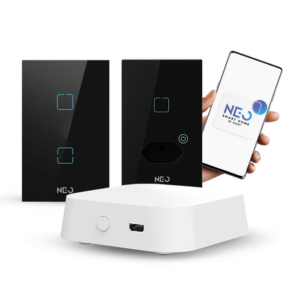 Kit Automação Hub Zigbee com Interruptores Tomada Inteligente Preto 4x2 Bivolt Neo Avant - NEO Avant