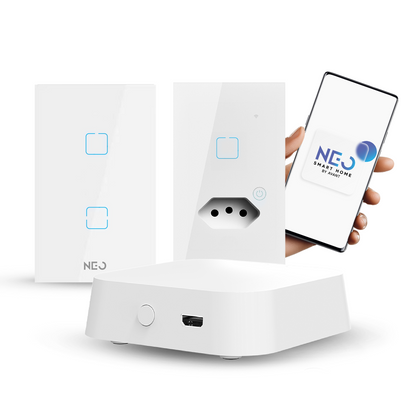 Kit Automação Hub Zigbee com Interruptores Tomada Inteligente Branco 4x2 Bivolt Neo Avant - NEO Avant