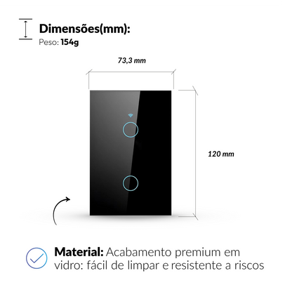 Interruptor Inteligente Smart Wi-Fi 1 Botão 4x2 Bivolt Preto Neo Avant