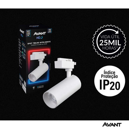 Spot Led Para Trilho Inteligente 20W RGB Bivolt IP20 Branco Neo