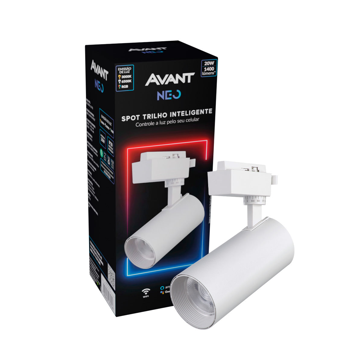 Spot Led Para Trilho Inteligente 20W RGB Bivolt IP20 Branco Neo